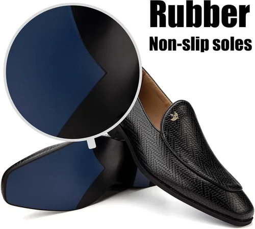 Vista 5 de JITAI Zapatos para hombre: mocasines casuales de cuero y gamuza para hombre, cómodos tacones bajos, zapatos de vestir sin cordones para bodas