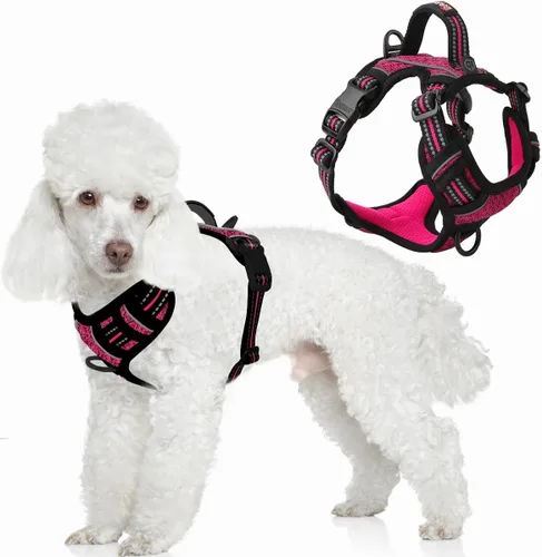 Vista 51 de BARKBAY Arnés Oxford sin tirones para perro con bolsillo para etiqueta de identificación, resistente, reflectante, fácil control para perros grandes
