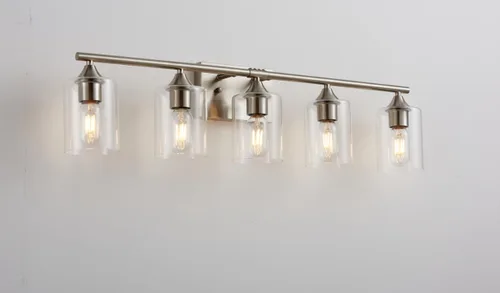 Vista 16 de Luces de Tocador Doradas para Baño, Accesorios de Iluminación de Baño de 2 Luces, Aplique de Pared de Latón Cepillado Dorado, Lámpara de Pared