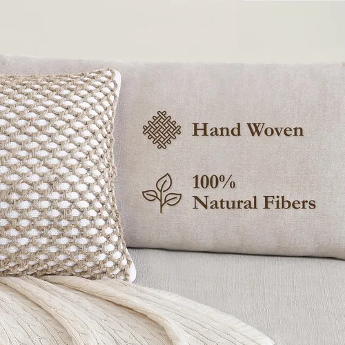 Vista 4 de Boho Living Jada - Funda decorativa para almohada, incluye acento, diseño tejido premium, decoración para sala de estar, (2) funda de almohada de 20