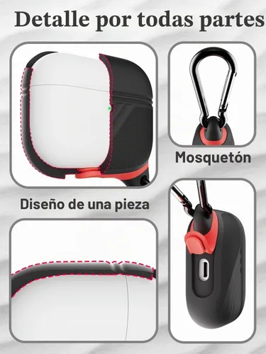 Vista 4 de Funda de silicona para AirPods Pro 3, impermeable, a prueba de golpes Negro profundo