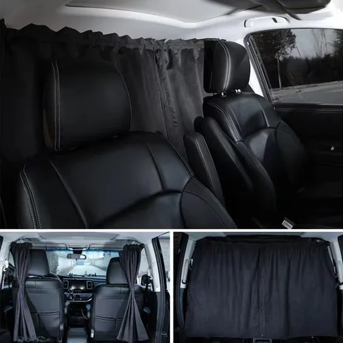 Vista 6 de Cortina divisora de privacidad para automóvil, cubierta opaca de gamuza para el sol para asiento delantero y trasero, divisor de espacio