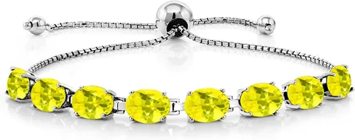 Vista 56 de Gem Stone King Pulsera de plata de ley 925 con piedra natal ovalada de 0.276 x 0.197 in para mujer, totalmente ajustable hasta 9 pulgadas