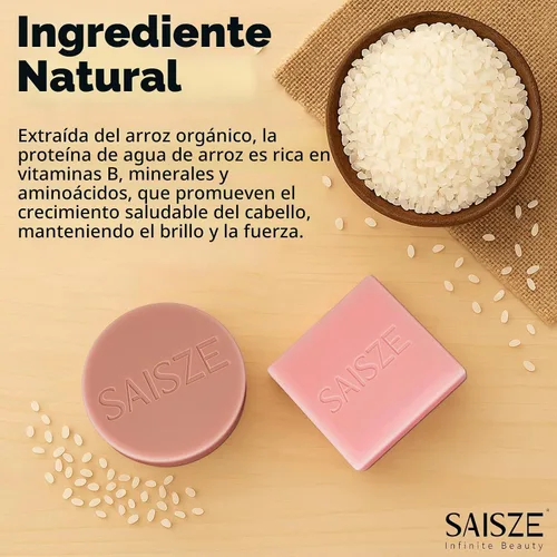 Vista 3 de Barra de champú y acondicionador de agua de arroz para cabello suave y fortalecedor, 2 barras