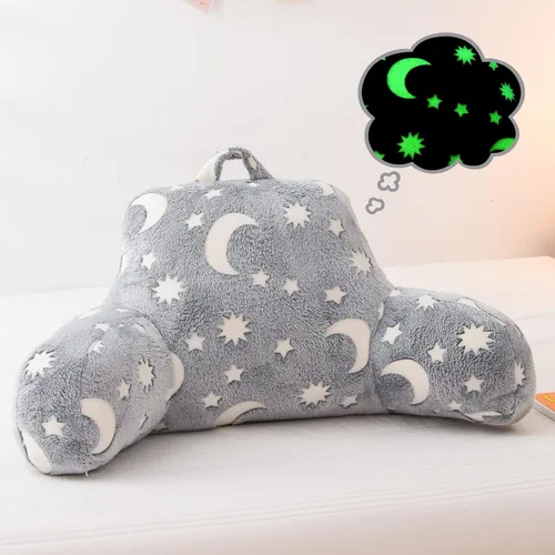 Vista 11 de Meeting Story Almohadas de Lectura Luminosas de Dinosaurio Verde que Brillan en la Oscuridad y Centellean con Brazos, Almohada de Respaldo