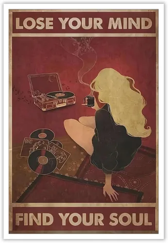 Vista 23 de Póster vintage con texto en inglés «Lose Your Mind Find Your Soul» («Lose Your Mind Find Your Soul») con cita inspiradora, arte de pared, arte