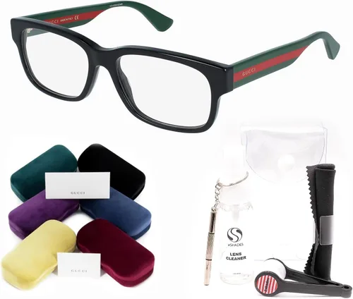 Vista 2 de Gucci GG0343O Gafas rectangulares + paquete con kit de gafas de lujo eSHADES, Negro