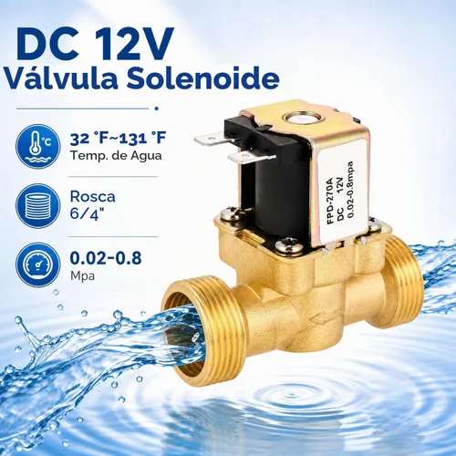 Vista 9 de Válvula de cierre de agua eléctrica normalmente cerrada, válvula magnética de solenoide eléctrico de latón, válvula de interruptor de entrada