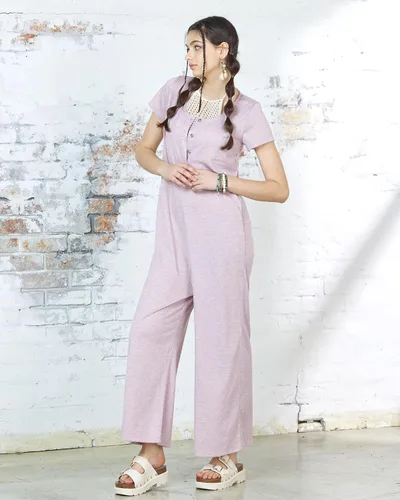 Vista 2 de noflik Overol casual bohemio de manga corta y pierna ancha para mujer con bolsillos