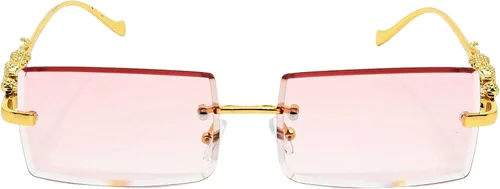 Vista 2 de Gafas de sol impecables rectangulares sin montura vintage para mujeres y hombres