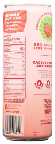 Vista 2 de Pricklee - Aguas de tuna, sabor hibisco/fresa, con antioxidantes naturales y electrolitos para dar hidratación, inmunidad y recuperación, sin