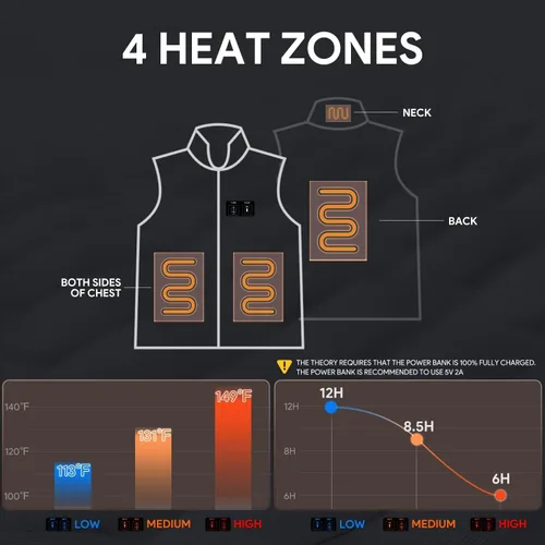 Vista 6 de cosyyosy Heated Vest for Men Women, 6 Pockets, 4 Heating Zones, Electric Outdoors Heating Jacket Coat