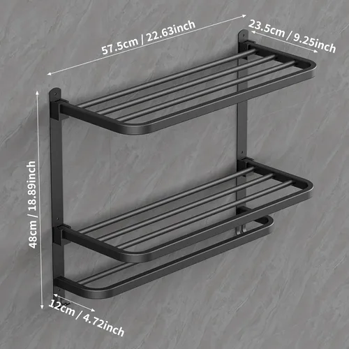Vista 3 de CAXIMSY Toallero de 22.8 pulgadas para baño y lavabo, colgador de toallas con barras de toallas de montaje en pared, acero inoxidable 304, sin