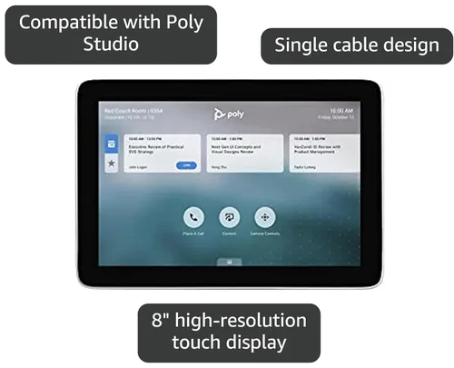 Vista 2 de Poly - Controlador táctil TC8 (Plantronics) - Pantalla táctil de alta resolución de 8" - Funciona con la familia Poly Studio X y G7500