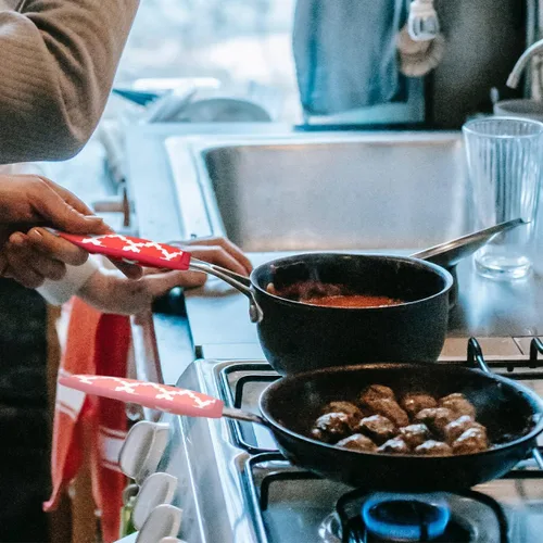 Vista 5 de 3 piezas de funda para mango de olla caliente para cocina, resistente al calor, soporte de manga de mango caliente, funda de hierro fundido, funda