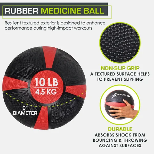 Vista 2 de ProsourceFit Weighted Medicine Ball for Full Body Workouts
