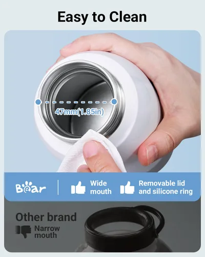 Vista 8 de Bear Calentador de biberones portátil para viajes, calentador de leche para leche materna y fórmula, calentador de agua de gran capacidad de 17oz
