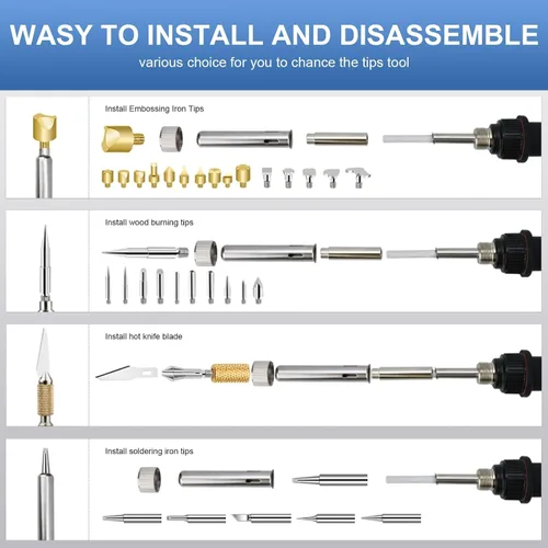 Vista 4 de Kit de Combustión de Madera ACRSIKR, Herramienta de Combustión de Madera con Pantalla LED, Pluma de Pirografía Ajustable de Temperatura
