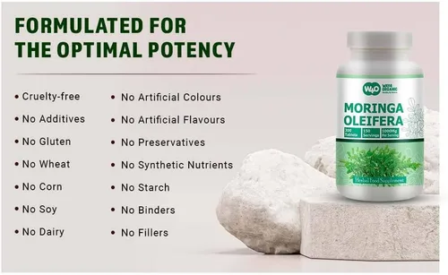 Vista 6 de Cápsulas de polvo de hoja de Moringa (tabletas) - 300 píldoras, 150 porciones, 1000 mg (1 paquete)
