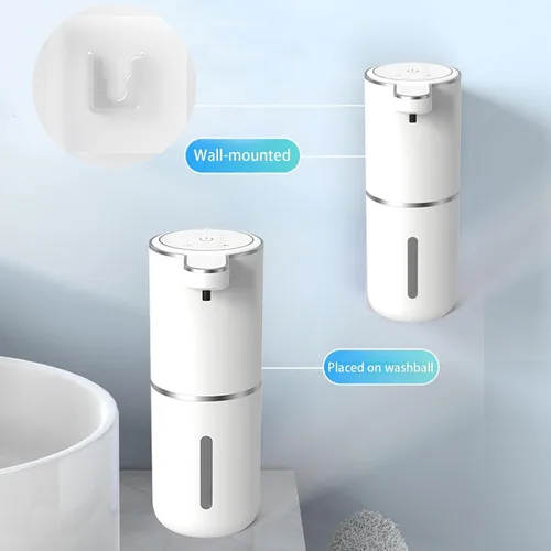 Vista 6 de Dispensador automático de jabón 2P, dispensador de jabón espumoso sin contacto de 13.5 fl oz, dispensador recargable por USB, eléctrico montado