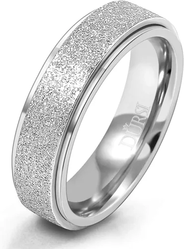 Vista 7 de Anillo giratorio para mujer y hombre de acero inoxidable con acabado de lijado para ansiedad, 6 mm / 8 mm