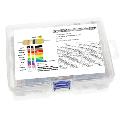 Vista 4 de 156 Values 3120PCS 1/4W 5% Carbon Film Resistor Kit