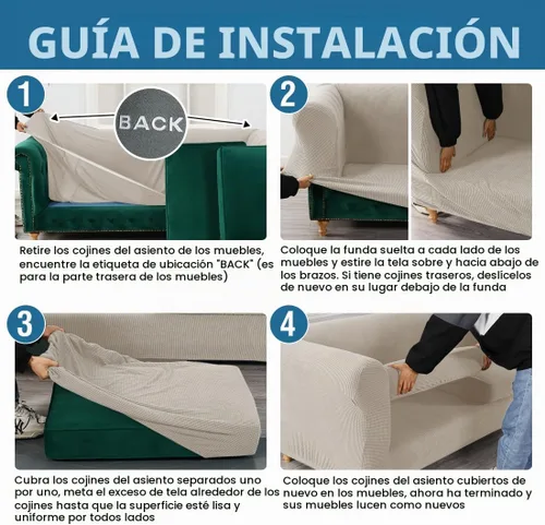 Vista 7 de H.VERSAILTEX 3 piezas de funda elástica para sofá biplaza Chesterfield para sofá de 2 cojines. Funda para sofá no deslizante de asiento profundo