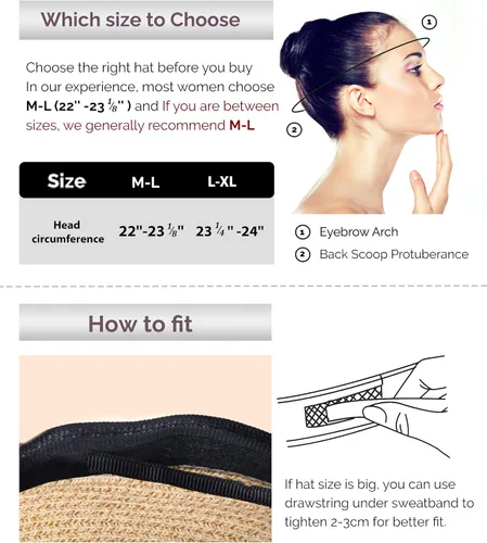 Vista 6 de FURTALK Womens Beach Sun Straw Hat UV UPF50 Travel Foldable Brim Summer UV Hat