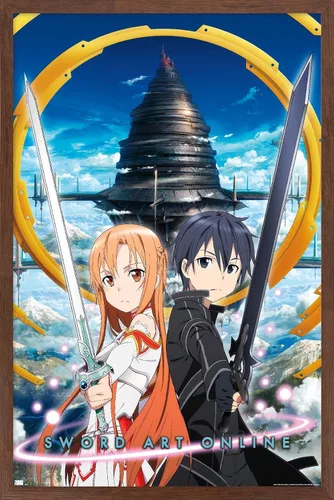 Vista 10 de Trends International Sword Art Online - Póster de pared Key Art 1, 14.72 x 22.37 pulgadas, versión enmarcada de madera de granero