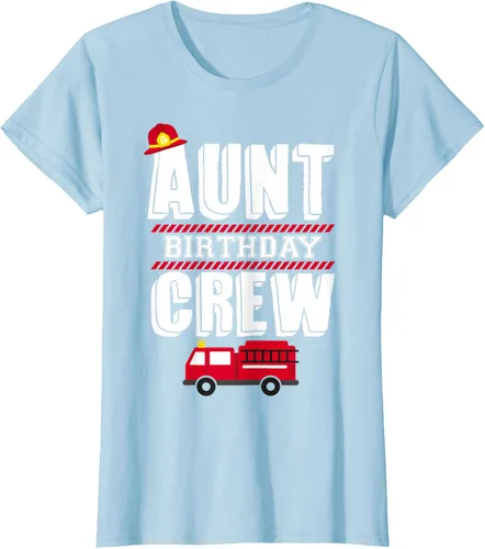 Vista 28 de Aunt Birthday Crew Fire Truck Fireman - Camiseta para fiesta de acogida, Negro, S
