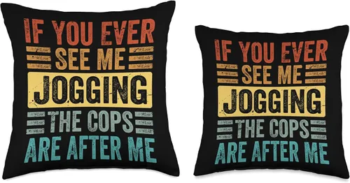 Vista 3 de If You Ever See Me Jogging The Cops Are After Me Throw Pillow