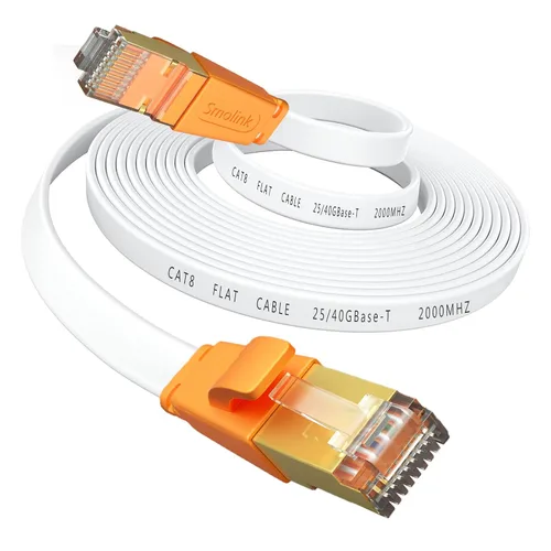 Vista 10 de Cable Ethernet Smolink de 1.5 pies, cable de red de alta velocidad Cat 8 de 40 Gbps, 2000 MHz, cable LAN SFTP RJ45 blindado de alta resistencia