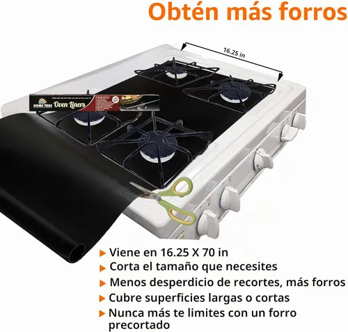 Vista 6 de Home True Ovenliner - Alfombrilla antiadherente para microondas, tostadora, color negro, 70 x 16.25 pulgadas