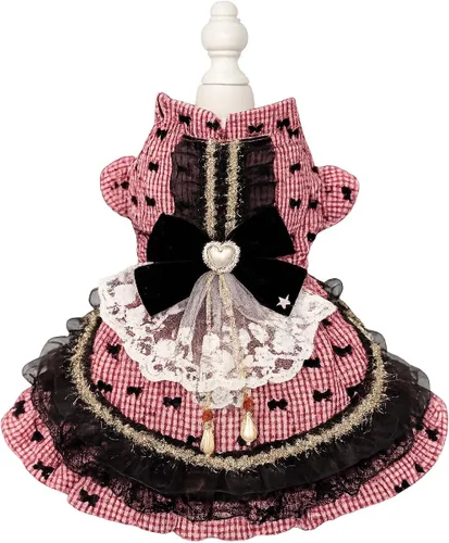 Vista 52 de Moda Vestido de Princesa de Encaje para Perro Cachorro Dulce para Perro EXTRAL Pequeño y Pequeño A-Negro XX-Pequeño