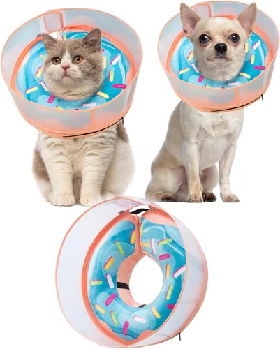 Vista 15 de Collar inflable para perro con forma de cono de perro con forma de dona de cuello suave mejorada antilamer para perros y gatos, collar de cono