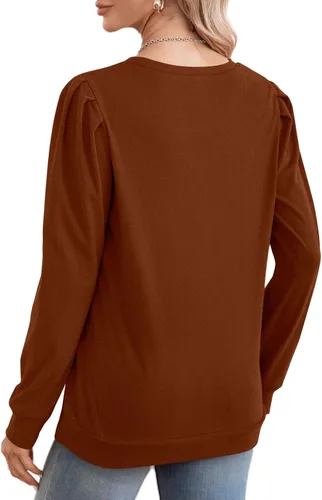 Vista 5 de XIEERDUO Sudaderas para mujer, cuello redondo, manga larga, básicas, casuales, túnica para leggings