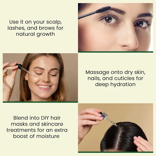 Vista 5 de Aceite de ricino puro (10 onzas), aceite de ricino 100% prensado en frío para el crecimiento del cabello, piel, cejas, pestañas de ojos, uñas