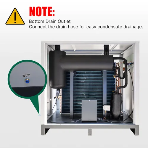 Vista 5 de kapa Secador de aire refrigerado 494.41CFM para compresor Compresor de aire de 100 HP, Sistema de secado de aire comprimido industrial, Secador