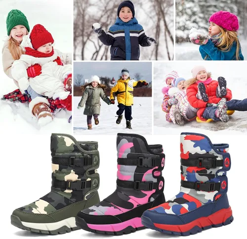 Vista 7 de Mishansha - Botas para la nieve para niño y niña, botas impermeables para el invierno, antideslizantes y cálidas para el clima frío