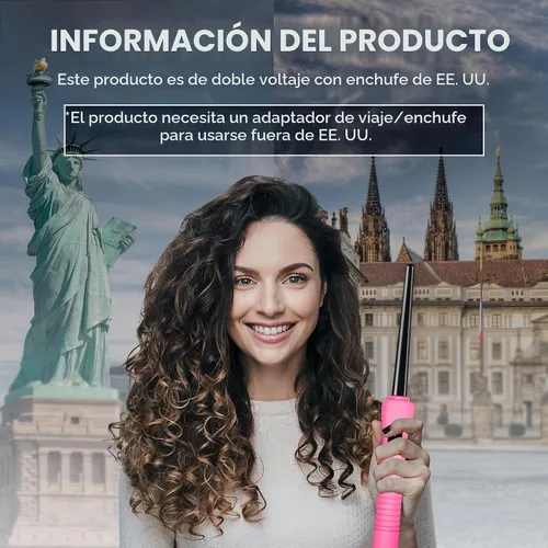 Vista 3 de HerStyler - Mini rizador de pelo para bebé, 9 a 0.512 in, cañón cónico, color rosa