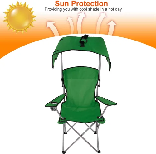 Vista 6 de iMounTEK Silla de campamento plegable con toldo para campamento con sombra, protección solar, sillón reclinable con bolsa de transporte, asiento