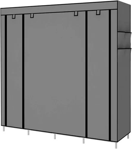 Vista 4 de Organizador portátil de almacenamiento de ropa con 4 rieles colgantes, color gris