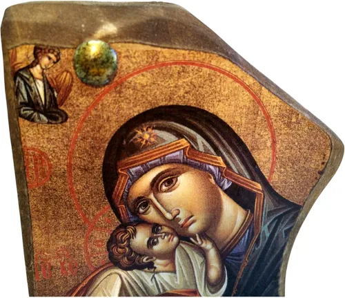 Vista 3 de Iconsgr Monte Athos ortodoxo griego de madera hecho a mano icono de la Virgen María y Jesucristo / MP4
