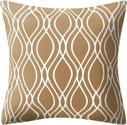 Vista 5 de Drmstow Juego de 4 fundas de almohada marrones de 18 x 18 pulgadas, fundas decorativas geométricas para sofá, sala de estar, cama, muebles de patio