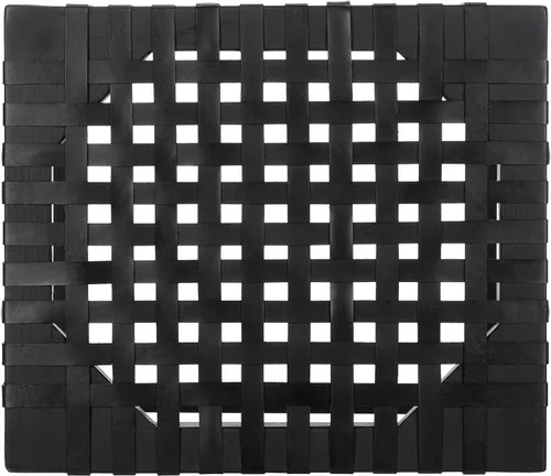 Vista 5 de SAFAVIEH Home Capri Taburete de madera y cuero negro de 27 pulgadas