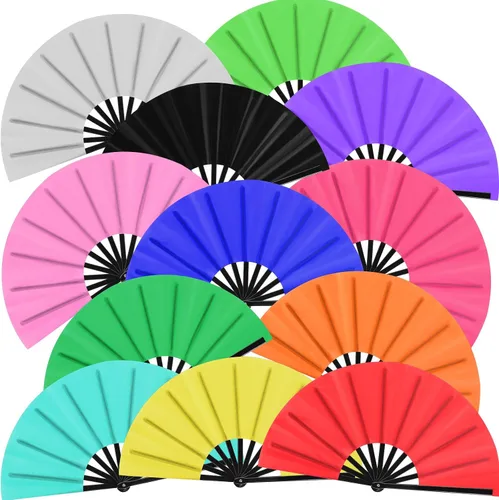 Vista 9 de Blulu 8 piezas de abanicos grandes plegables para baile en línea de 13 pulgadas, abanico en el suelo para baile en línea para mujeres y hombres