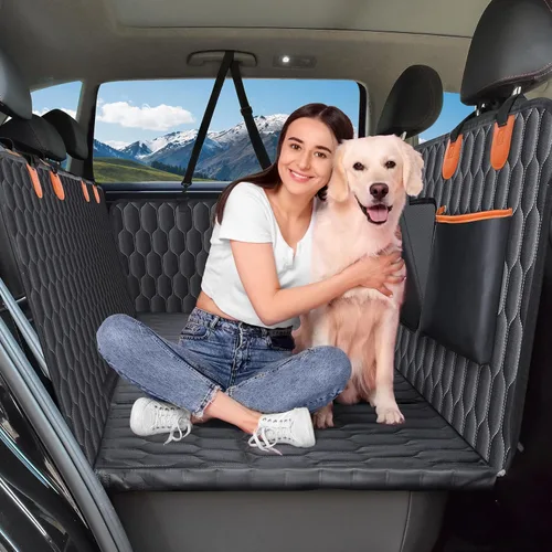 Vista 9 de Chumajor Extensor de asiento trasero para perros, soporta 400 libras, funda impermeable para asiento de automóvil para perro, parte inferior dura