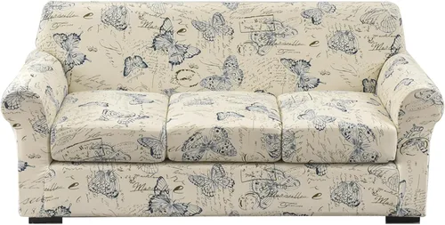 Vista 19 de HOTNIU 4 fundas elásticas para sofá (1 funda de sofá + 3 fundas de cojín), fundas de sofá antideslizantes, protector de muebles de sofá, ajuste