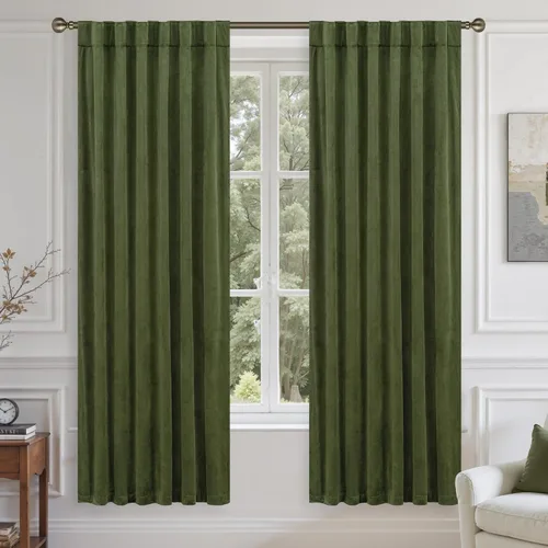 Vista 38 de LAMIT - Paneles de terciopelo beige para sala de estar de 72 pulgadas de largo, elegantes cortinas aisladas térmicamente e insonorizadas