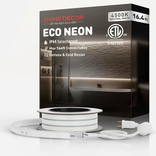 Vista 33 de Shine Decor Tira de luces LED AC 120V, cuerda de neón eco de 120 LED/m sin puntos, conectable y cortable, IP65 impermeable y resistente al clima